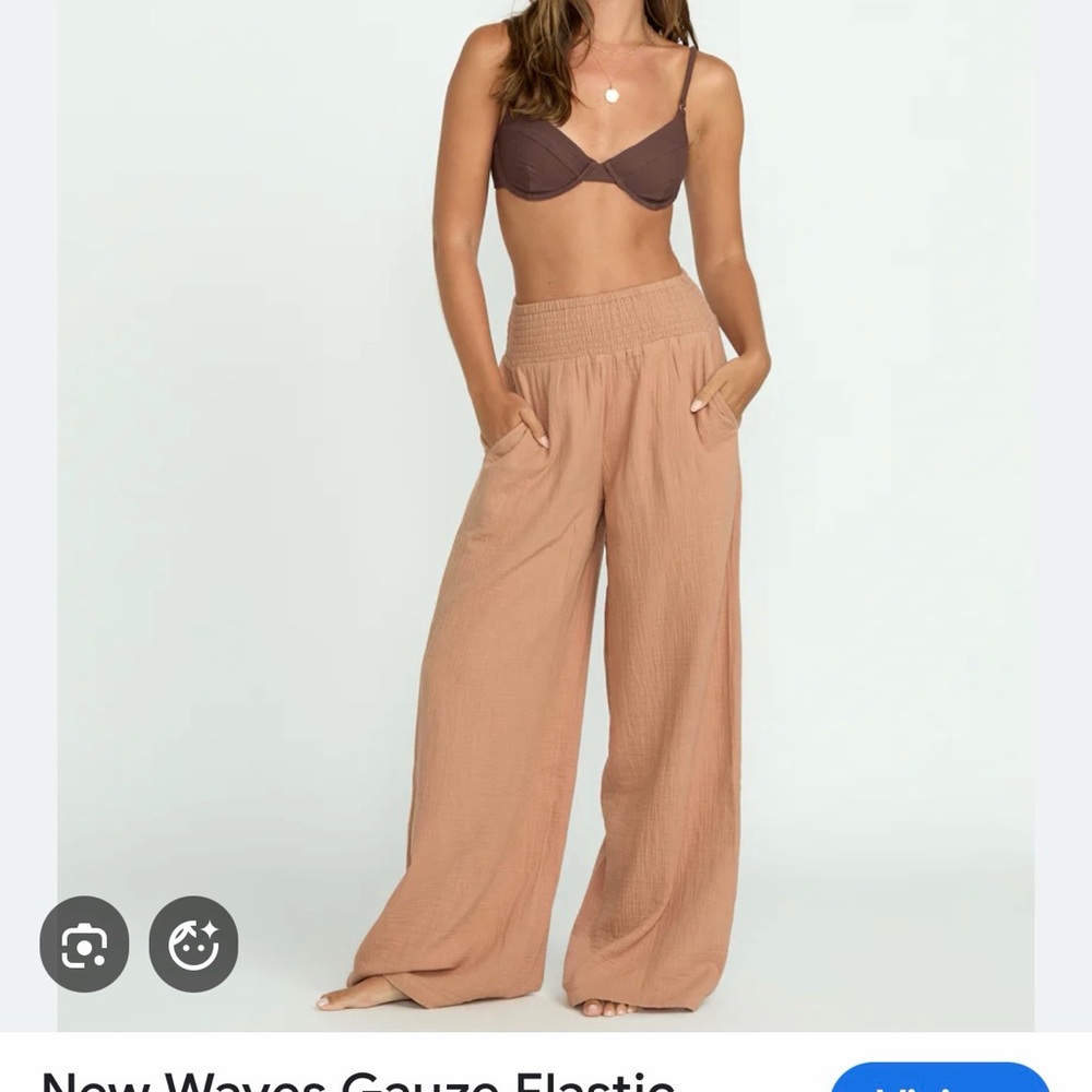 Billabong New Waves gauzy wide leg beach pants Small
